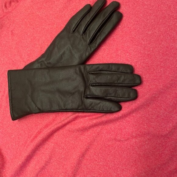 Bill Blass Brown Above Wrist Leather Gloves  -   size 7  NWOT - Picture 2 of 8